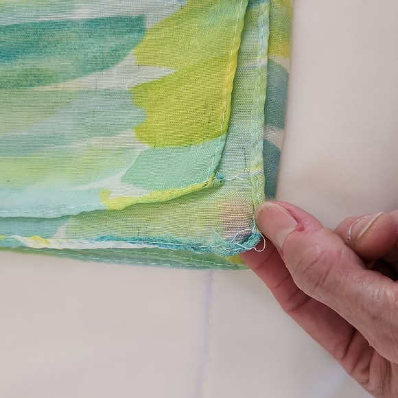 Rectangular Teal & Yellow Scarf about 13" x 63" - Picture 3 of 5